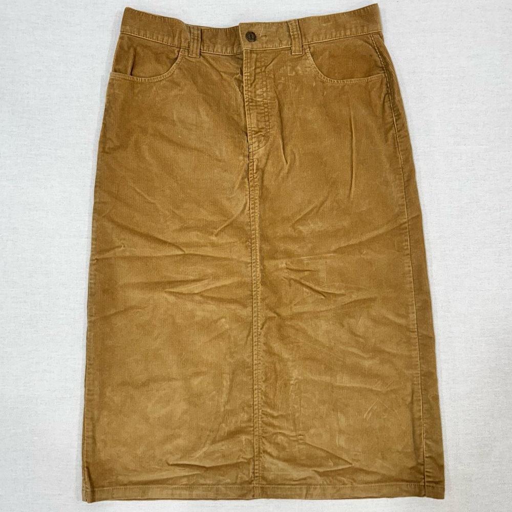 Eddie Bauer Tan Corduroy Maxi Skirt Womens Size 12 Petite